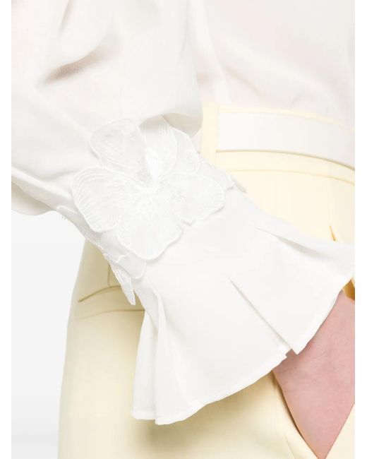 Camisa con bordado floral Elisabetta Franchi de color White