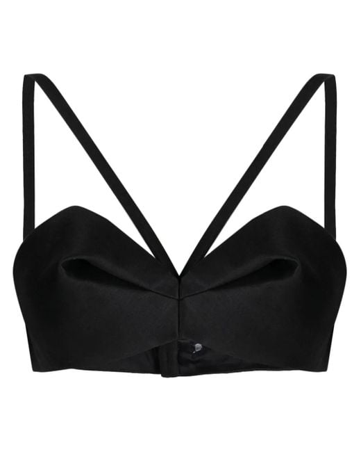 Versace Black Gathered Bustier Crop Top