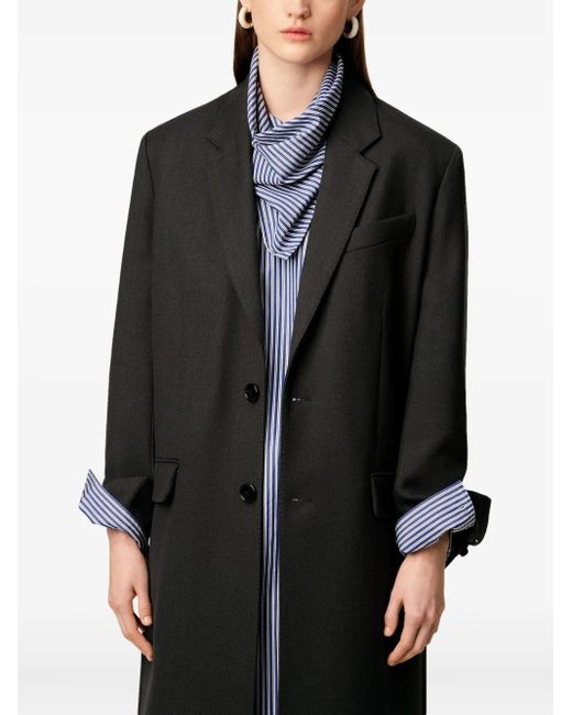 AMI Wollen Mantel Met Enkele Rij Knopen in het Black