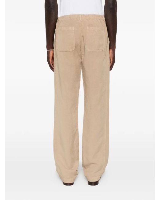 120% Lino Natural Belted Pleated Trousers for men