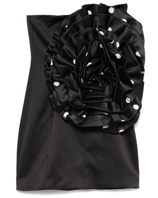 ROTATE BIRGER CHRISTENSEN Black Big Flower Mini Dress