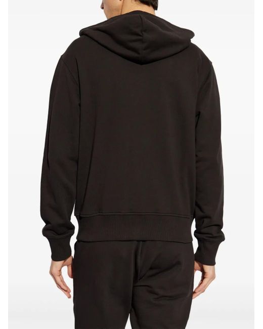 Versace Jeans Couture Black Logo-Embroidered Hoodie for men