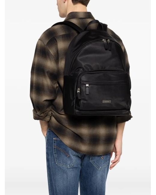 Calvin Klein Black Logo-Plaque Backpack for men