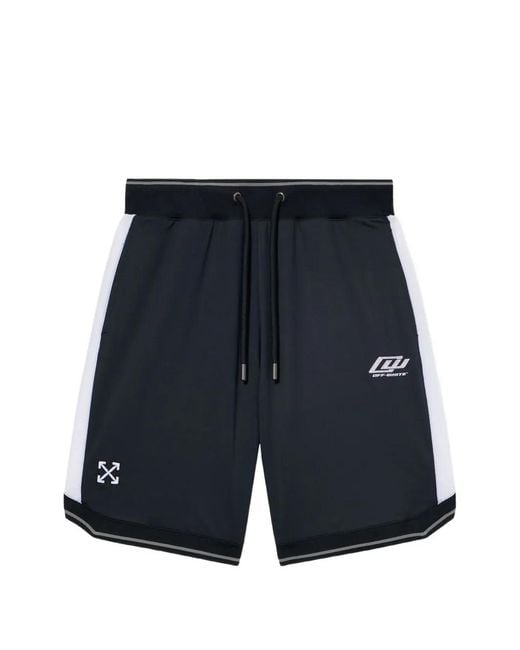 Off-White c/o Virgil Abloh Blue Logo-Embroidered Track Shorts for men