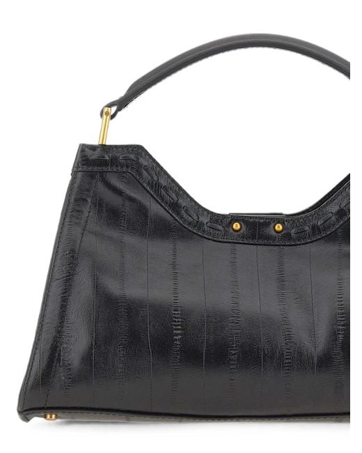 Gianni Chiarini Black Aurora Eel-Print Shoulder Bag