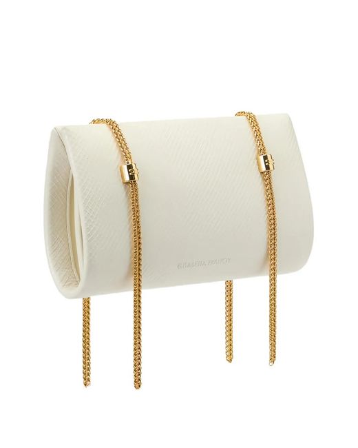 Elisabetta Franchi White Ophidia Shoulder Bag With Python Texture