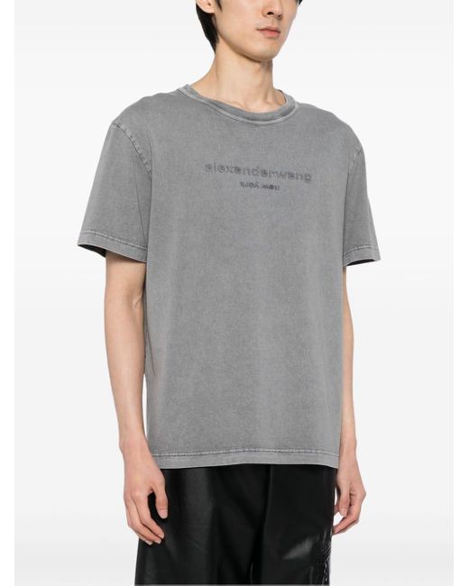 Alexander Wang Gray Logo-embossed Cotton T-shirt