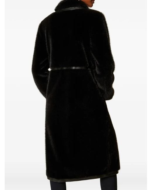 Twinset Black Faux-Fur Trim-Detail Coat