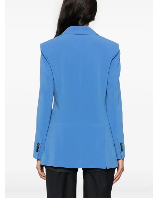 Alberto Biani Blue Double-Breasted Crepe Blazer