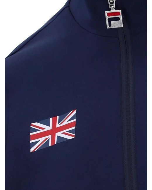 Fila Blue Logo-Patch Zip-Up Track Sweatshirt