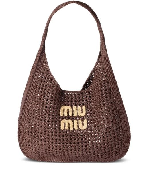 【関税&送料込】Miu Miu Brown Raffia Shoulder Bag Miu Miu Brown Raffia Shoulder Bag | italist