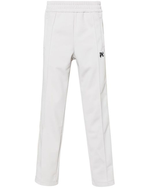 Palm Angels White Monogram-embroidered Track Pants for men