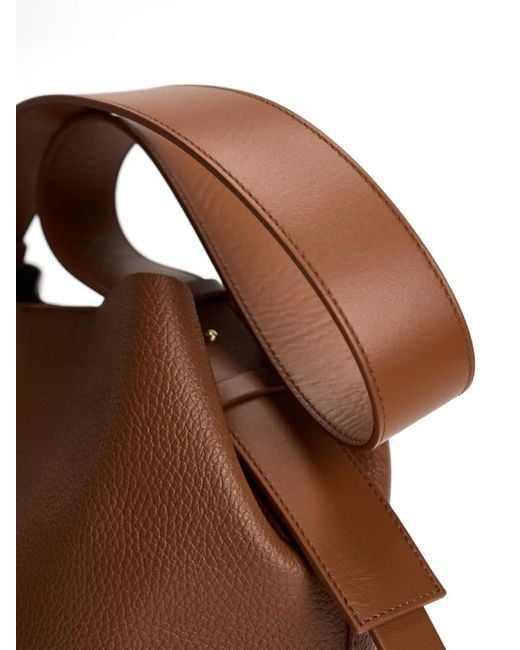 Patrizia Pepe Brown Sac Porté Épaule Grainé À Logo