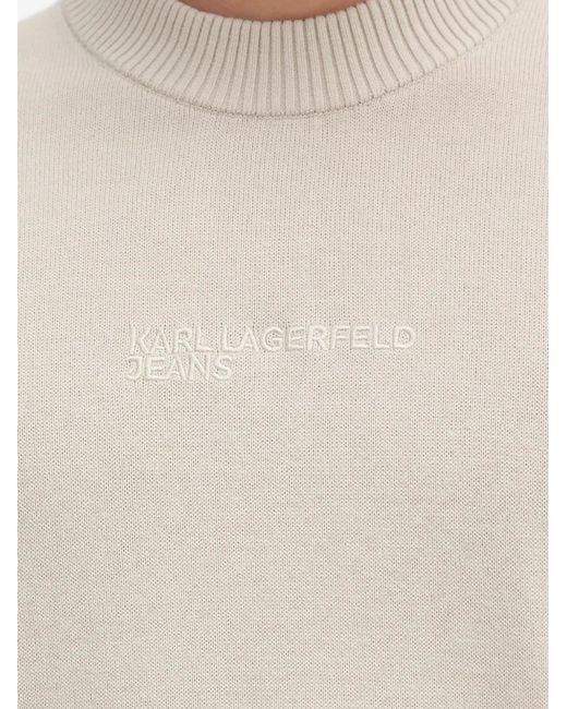 Karl Lagerfeld White Logo-Detail Crew-Neck Sweater for men