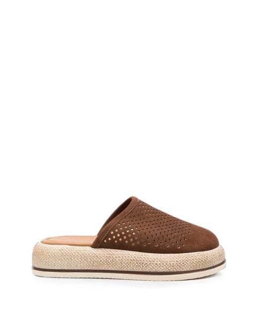 SERGIO MORETTI FIRENZE Brown Perforated Platform Mules