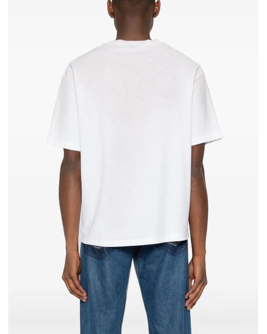 Acne White Logo-Print Relaxed-Fit T-Shirt
