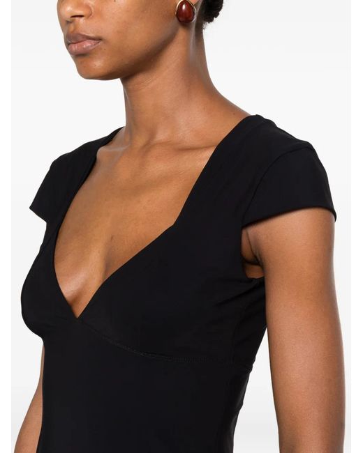 Patrizia Pepe Black V-Neck Open-Back Mini Dress