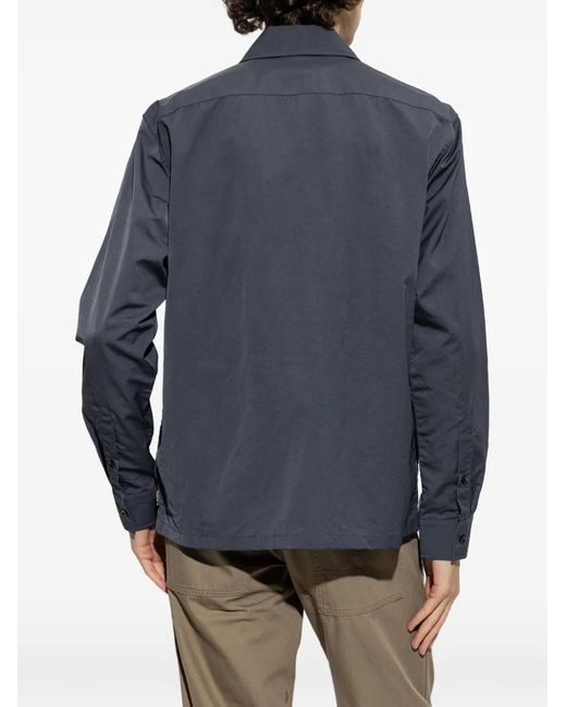 Burberry Blue Ollie Logo-Embroidered Shirt Jacket for men