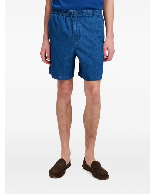 A.P.C. Blue Pleated Elasticated-Waist Shorts for men