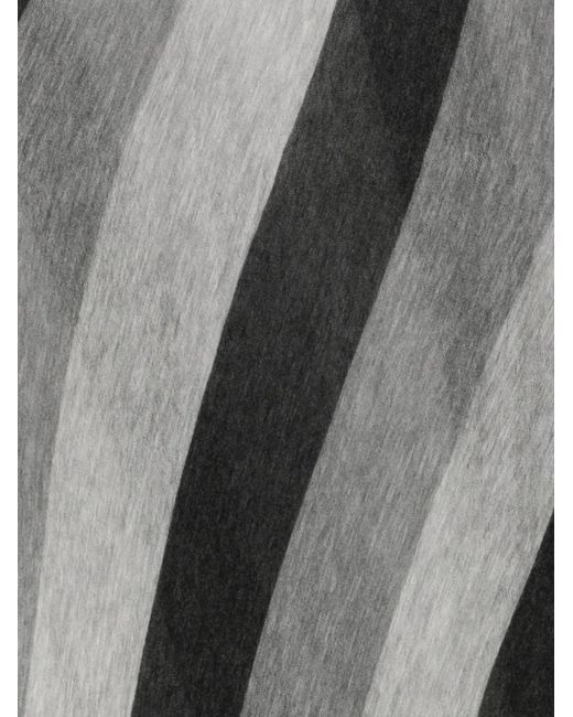 Botto Giuseppe Gray Striped Triangular Scarf