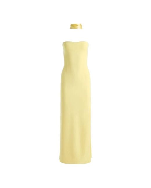 Alice + Olivia Metallic Chana Strapless Side-Slit Maxi Dress