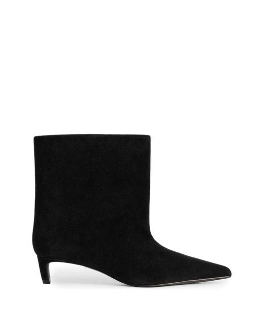 12 STOREEZ Black Suede Kitten-Heel Ankle Boots