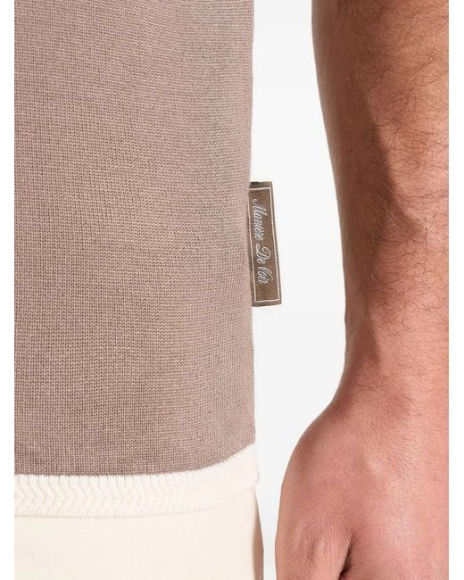 Manière De Voir Gray Lambert Contrast-Detail Knit Polo Shirt for men