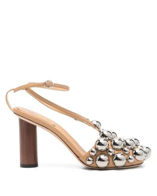 A.W.A.K.E. MODE Metallic Christine Studs-Embellishment Sandals