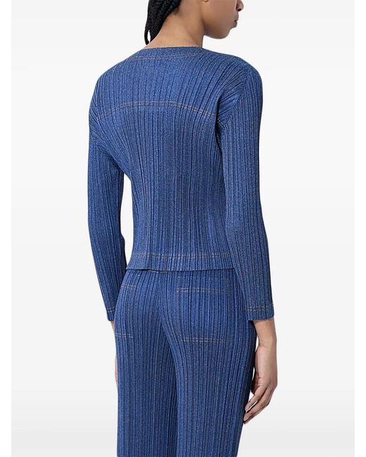 Pleats Please Issey Miyake Blue Denim-Like Jacket