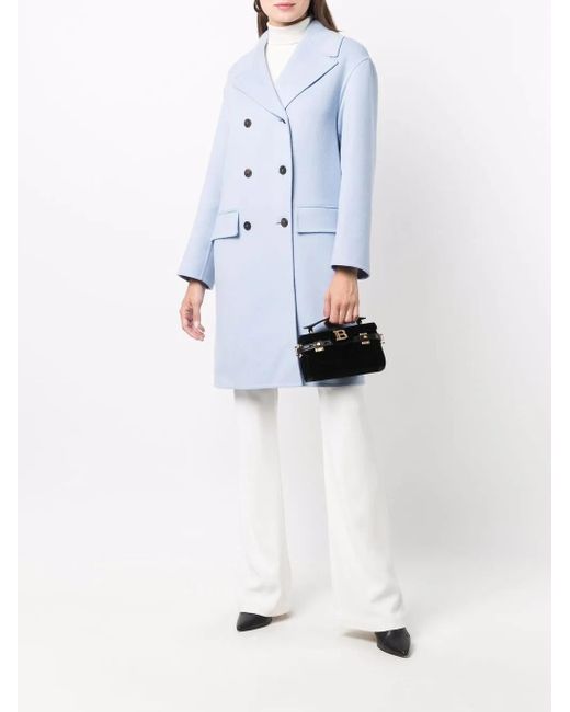 Ferragamo Blue Double-Breasted Coats