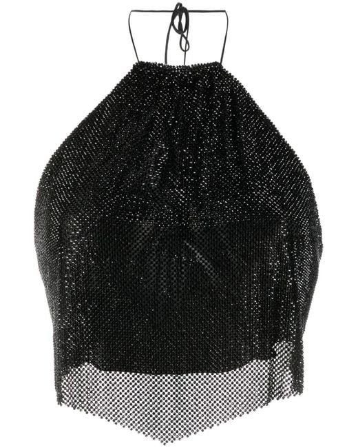 MANURI Black Draped Chainmail Halterneck Top