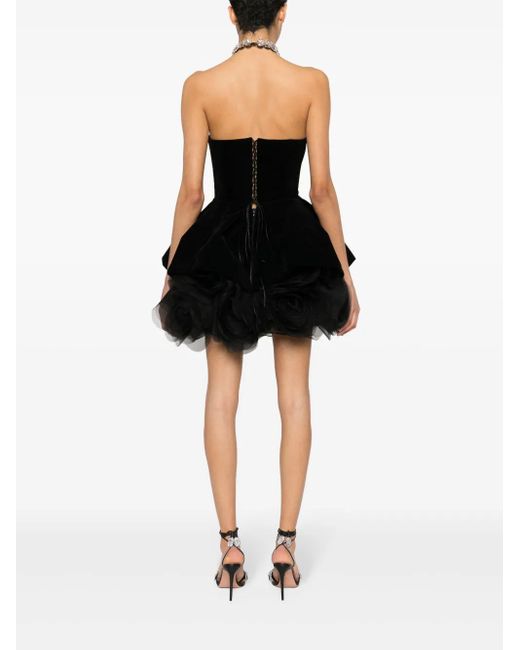 Ana Radu Black Strapless Velvet Mini Dress