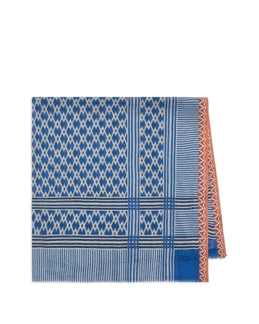 Maliparmi Blue Fringed-Print Scarf