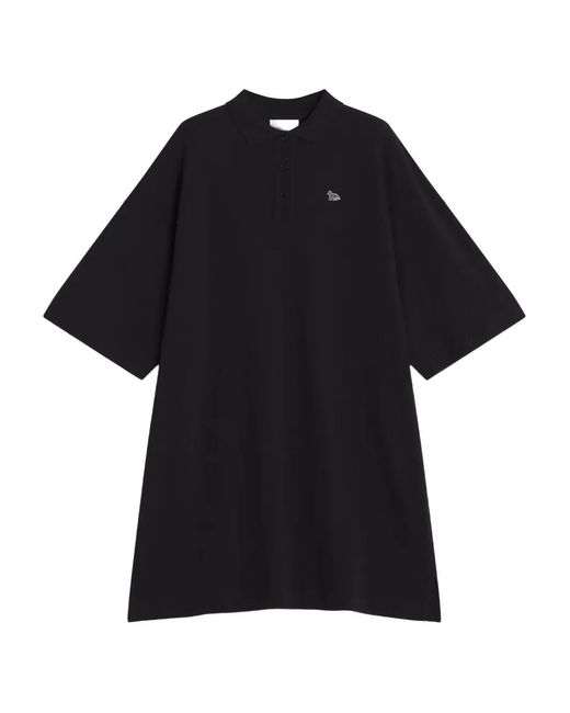 Maison Kitsuné Black Polo-Neck Cotton Mini Dress