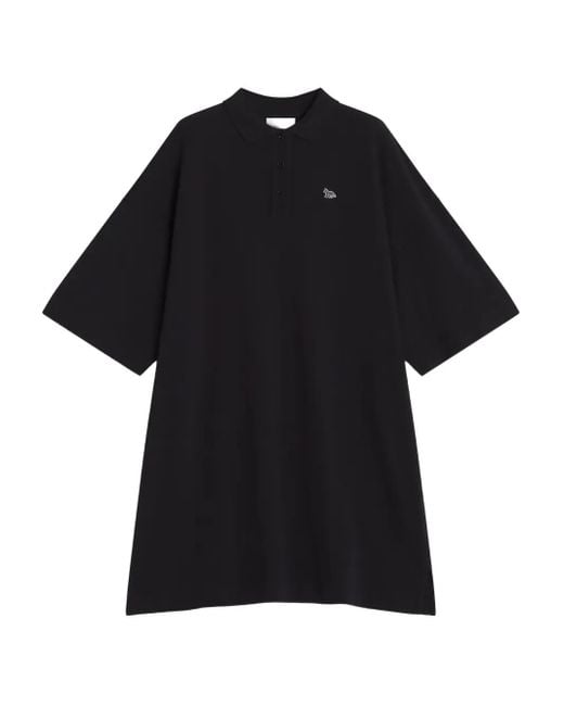 Robe Courte En Coton À Col Polo Maison Kitsuné en coloris Black