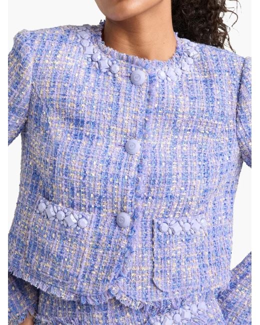 Veste En Tweed À Coupe Crop Cinq À Sept en coloris Blue