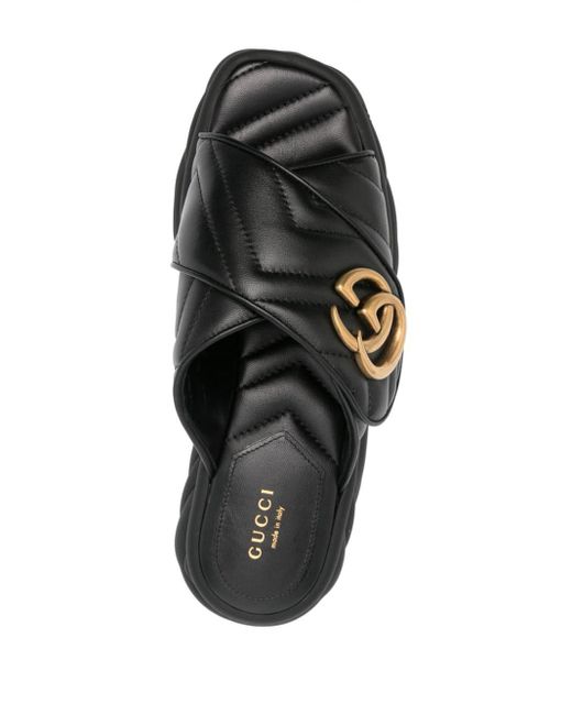 Sandali slides Marmont di Gucci in Black