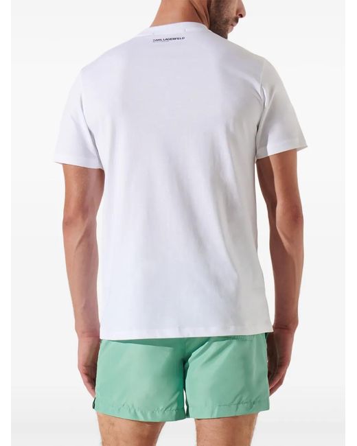 Karl Lagerfeld White Logo-Print Organic-Cotton T-Shirt for men