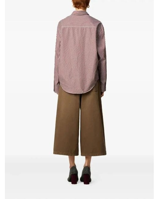 AMI Pink Ami De Coeur Embossed Striped Cotton Boxy Shirt