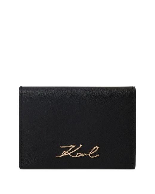 Karl Lagerfeld Black Signature Bifold Cardholder