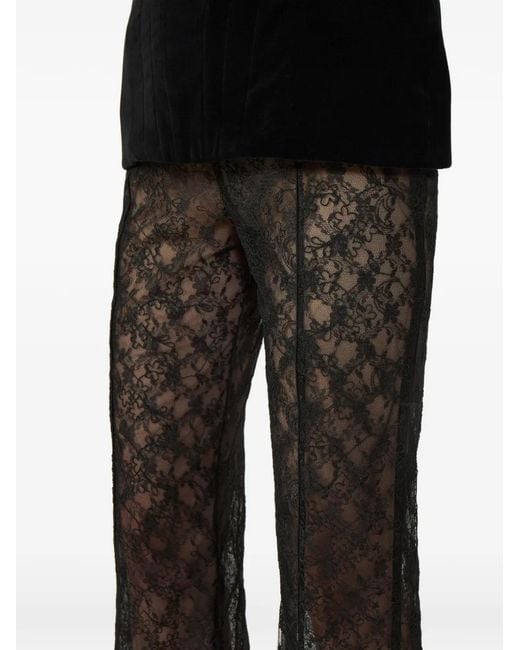 Costarellos Gray Lannie Corded-Lace Flared-Leg Trousers