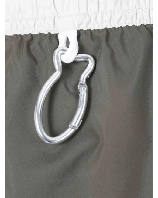 Fedeli Gray Contrast-Trim Swim Shorts for men