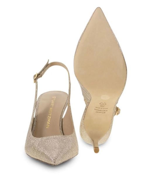 Stuart Weitzman White 75Mm Pointed Slingback