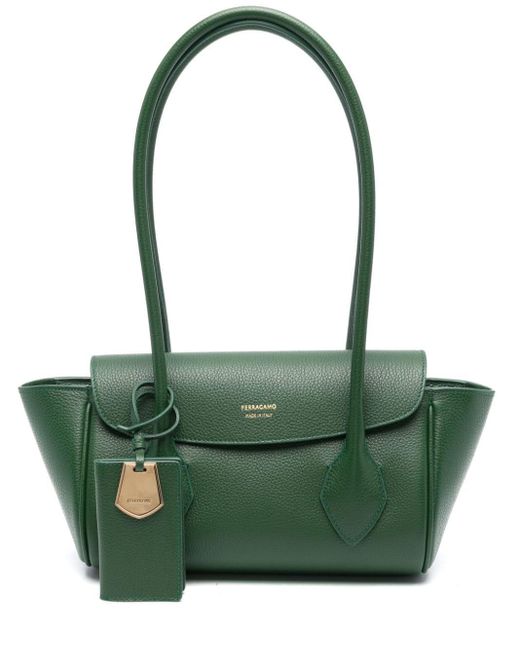 Ferragamo Green East-west Leather Tote Bag