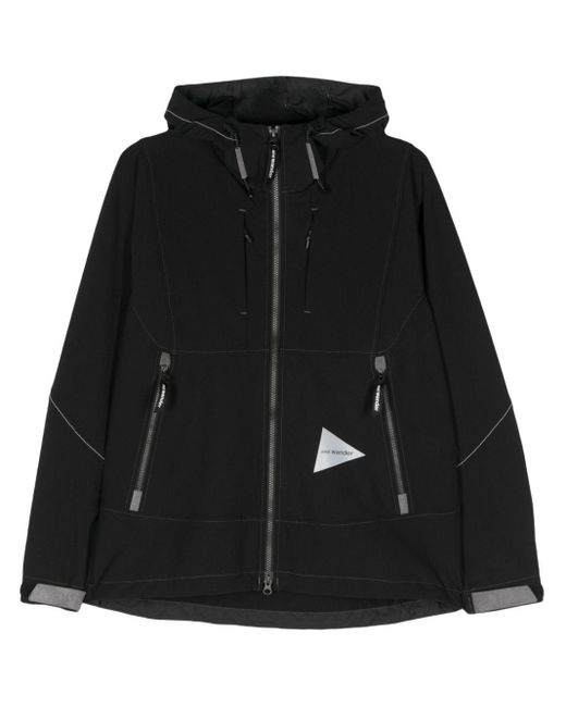 And Wander Black Logo-print Hooded Jacket for men