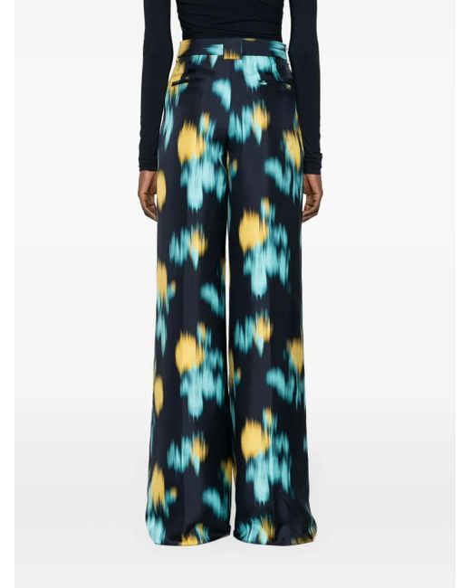 Lanvin Blue Abstract-Print Wide-Leg Trousers
