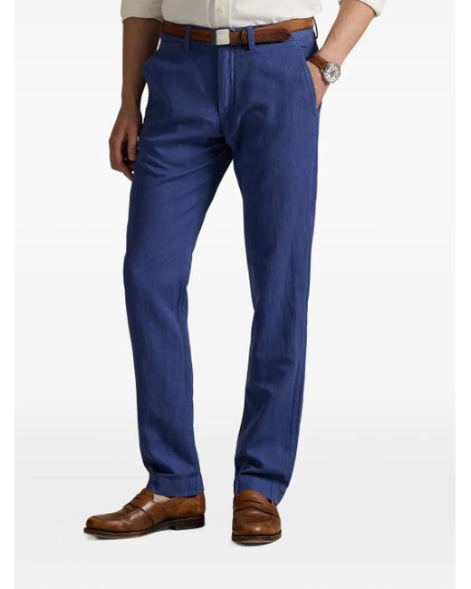 Polo Ralph Lauren Blue Flat-Front Trousers for men
