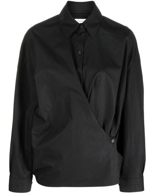 Lemaire Twisted Cotton Shirt in Black | Lyst