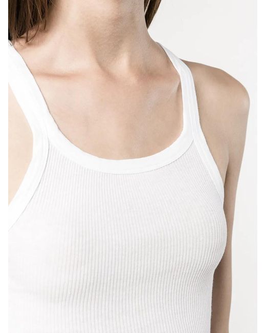 Re/done White Ribbed Tank Top