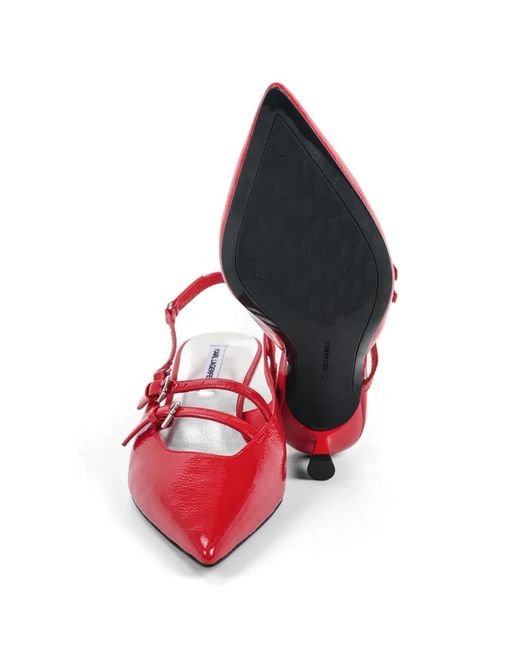 Karl Lagerfeld Red Pasha Buckle Strap Pumps